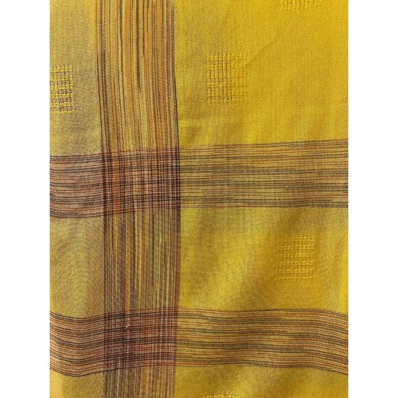 #4816 Yellow large scarf with brown lines 68x24 - Picture 4 of 4
